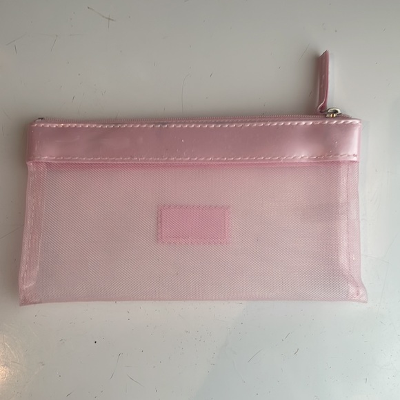 Mary Kay cosmetic bag pink make up mesh transparent zipper new - Picture 3 of 4